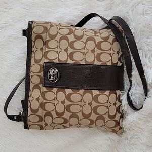Coach Signature Crossbody Bag Brown Leather